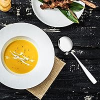 Vista 4 de Anbers Cucharas de sopa redondas de acero inoxidable, 12 cucharas redondas de caldo