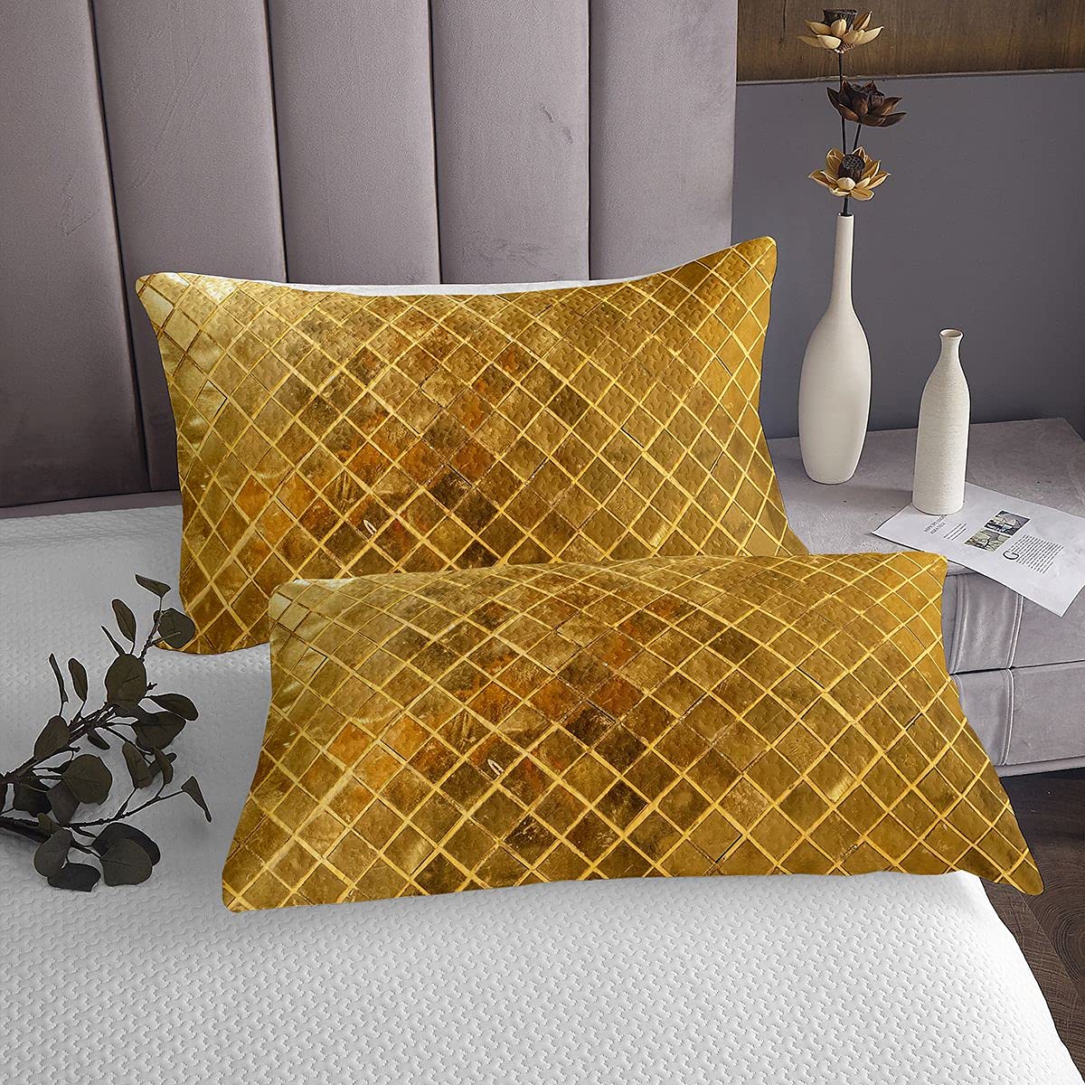 Loussiesd Copriletto trapuntato con diamanti dorati per ragazze ragazzi e bambini in stile geometrico set di copriletti trapuntati set di biancheria da letto per letto 3 pezzi260x240cm