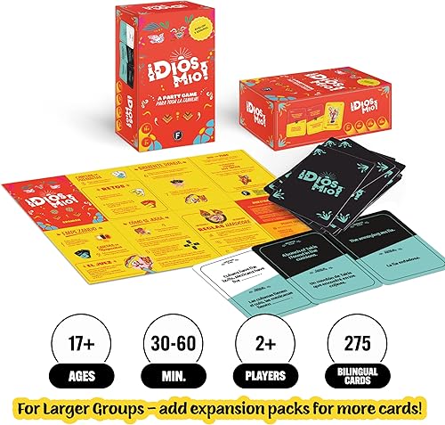 Miniatura 3 de Dios Mio! Juego de fiesta latina - 275 cartas en inglés y español para latinos, mayores de 17 años y 2+ jugadores | 275 cartas en inglés para