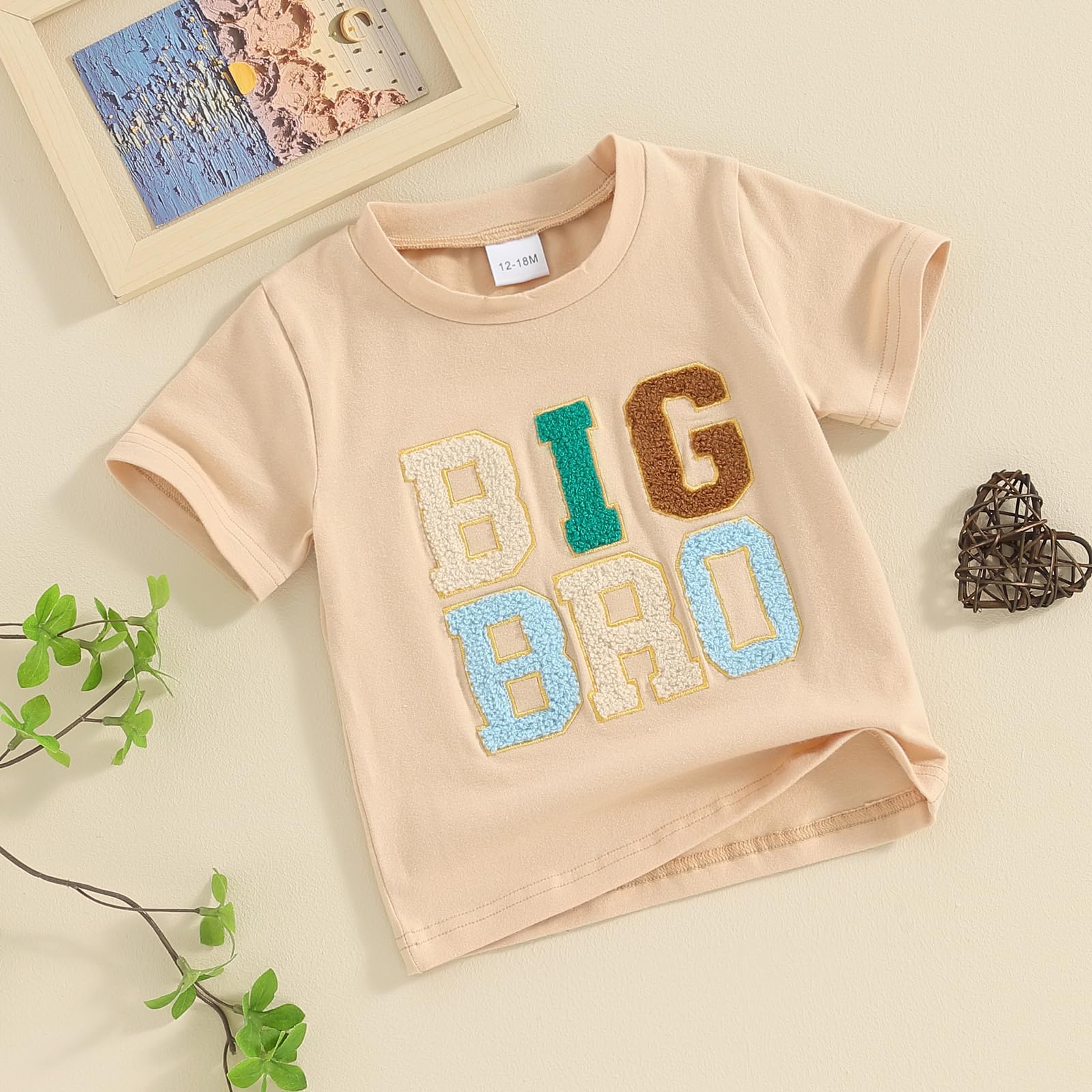 Carolilly Big Brother Little Brother T-shirt ou body assorti à manches courtes avec broderie et col rond pour l'été