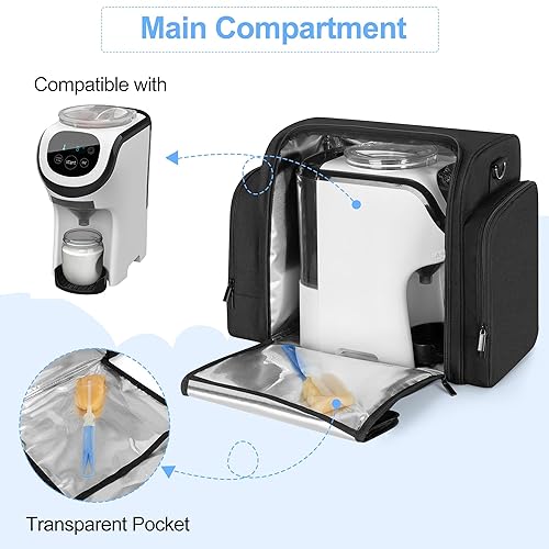 Miniatura 2 de YARWO Estuche de transporte compatible con Baby Brezza Formula Pro Mini dispensador de fórmula, calentador de botellas aislado bolsa de viaje para