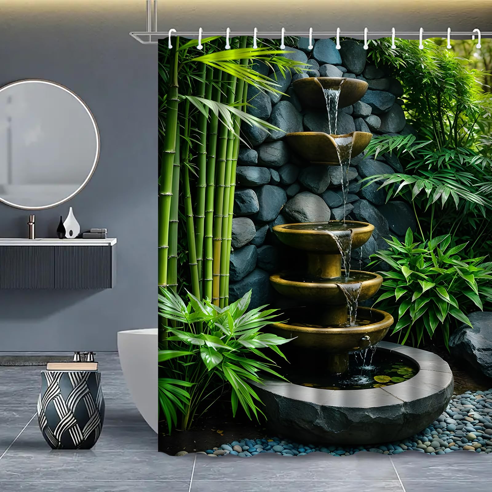 Rideau de douche cascade extra long 180x195 cm pour stopper les éclaboussures de baignoire