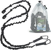 Vista 1 de Gradient Fitness 2 Pack Kayak Paddle Leash, 5-8 Feet Stretchable Paddle Strap with Carabiner Secure Leash Lanyard Rope for SUP Kayak Canoe Paddle