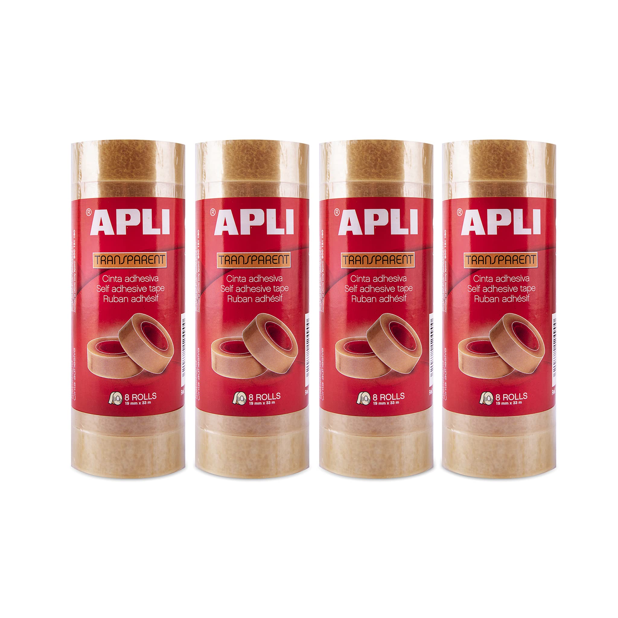 APLI 18961 – Pack of 32 Transparent Adhesive Tape – 19 mm x 33 m – 4 Towers of 8