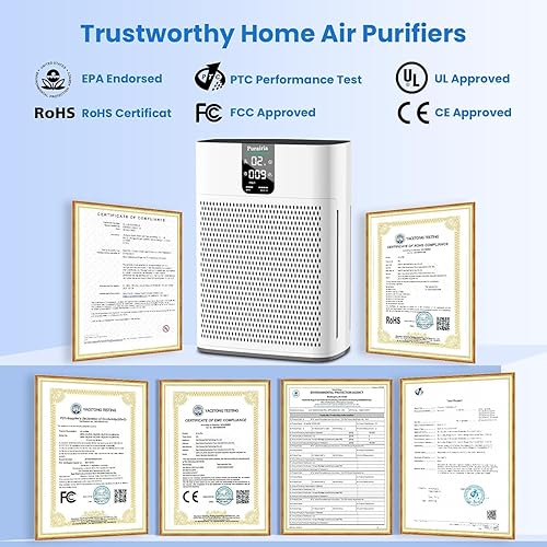 Miniatura 9 de Purificador de aire para el hogar, dormitorio, habitación grande de hasta 2400 pies cuadrados, purificador de aire HEPA de 15 dB, modo de sueño