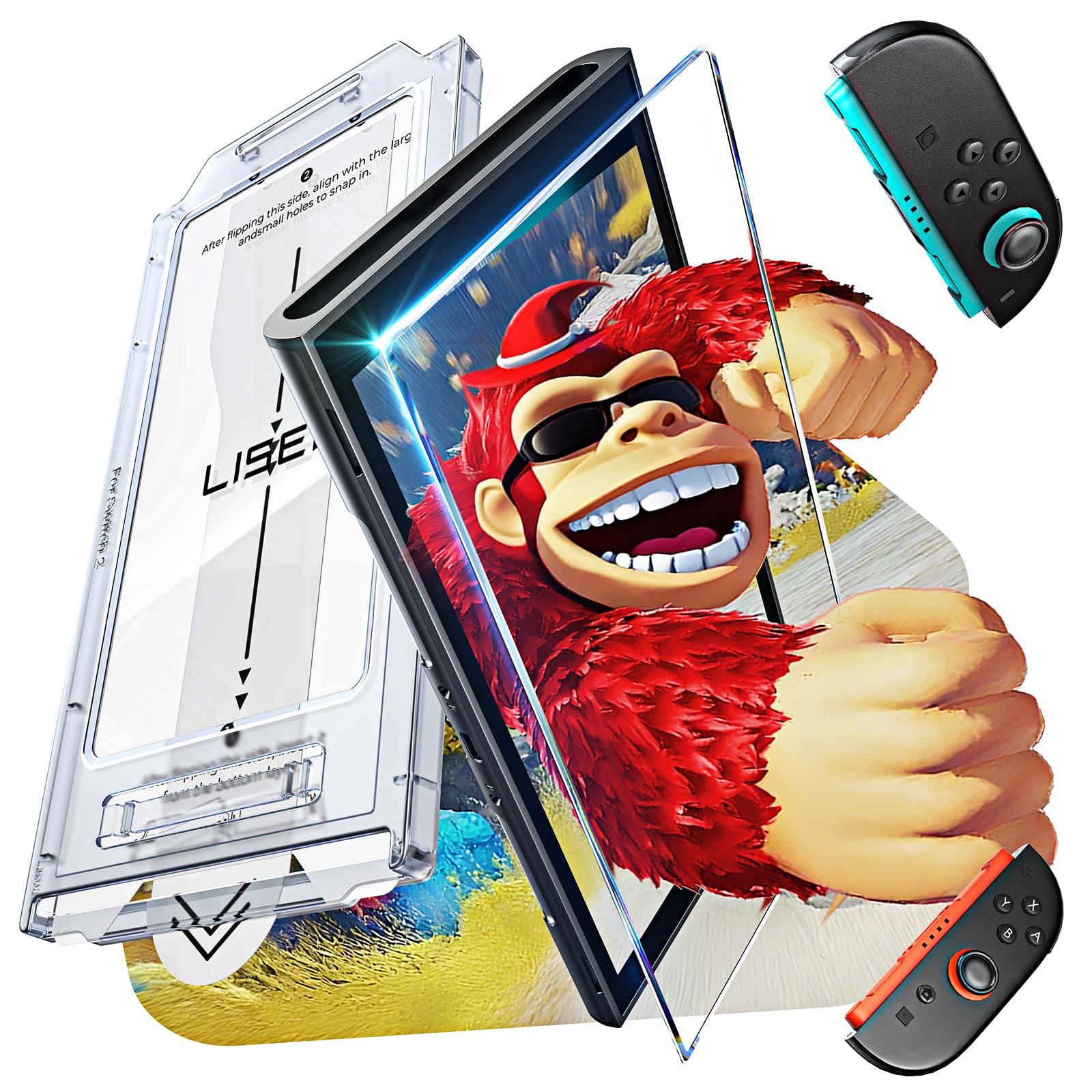 LISEN 1 Stück für Nintendo Switch 2 folie, Auto-Ausrichtung Bubble Free Schutzfolie, Full-Screen Abdeckung, Einfache Installation, Automatische Staubentfernung, 9H Härte, Anti Kratzer Ultra HD