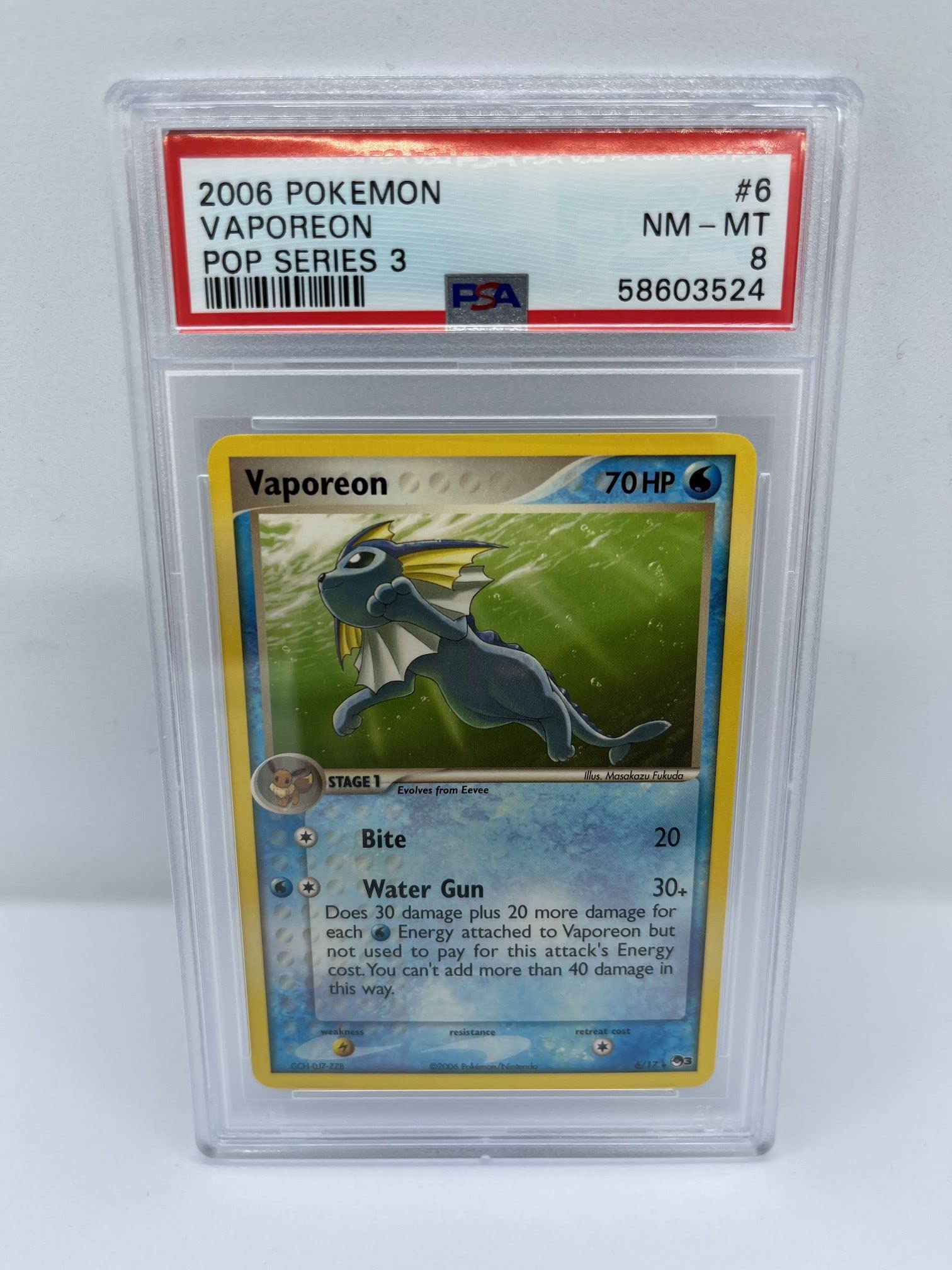 Vaporeon 6/17 PSA 8 Graded Rare Pokemon Card (2006 Pokemon