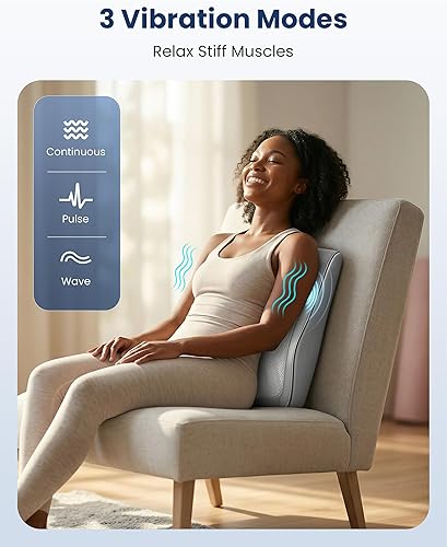 Miniatura 5 de COMFIER Masajeador de espalda Shiatsu con calor y vibración, masajeador de amasamiento para cuello y hombro para alivio del dolor de tejidos