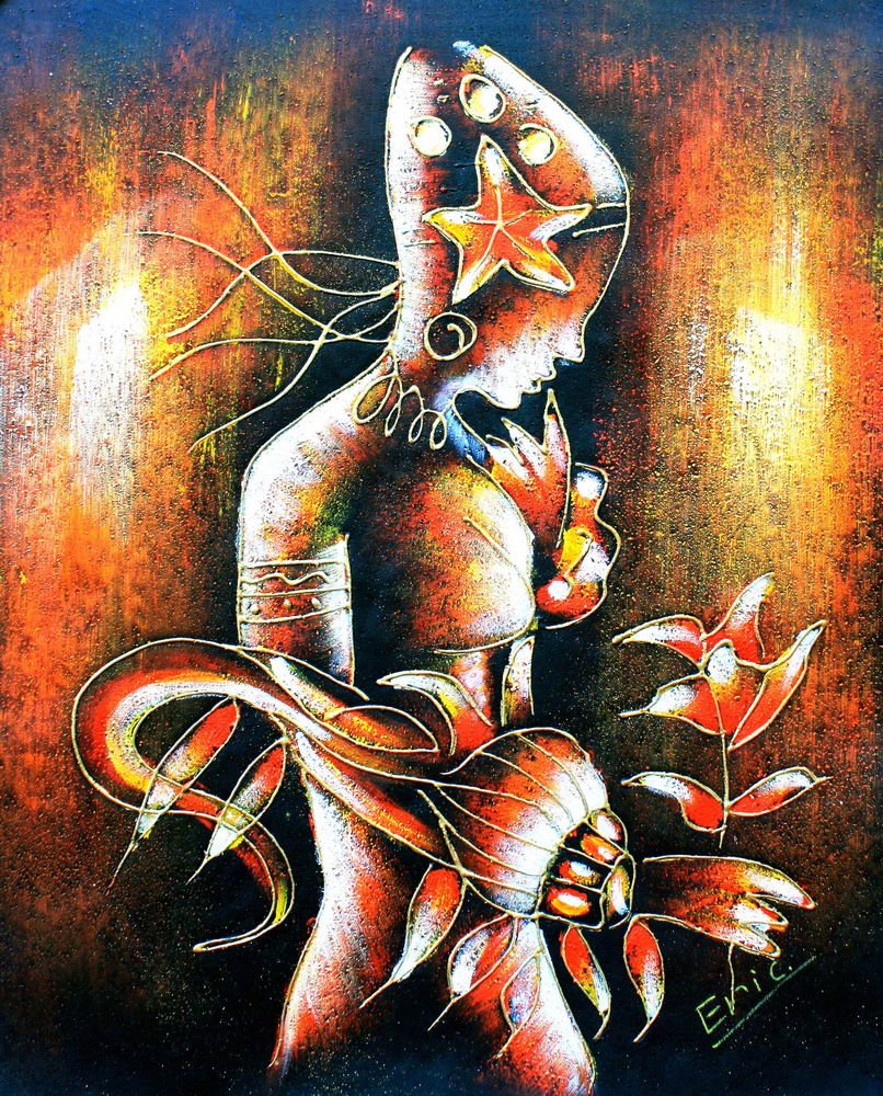Modern Abstract Impression Art Deco Handmade Oil Painting on Canvas Hand Signed with Certificate of Authenticity Size 20