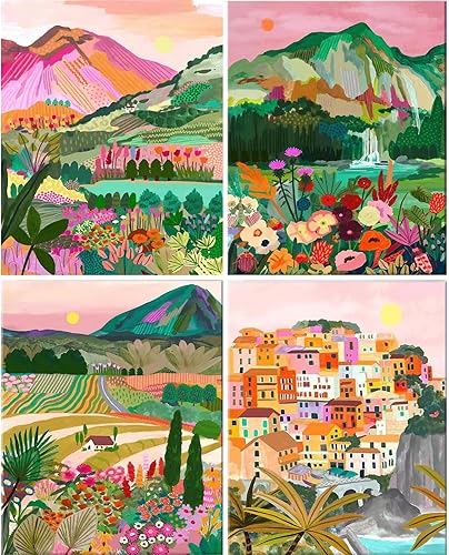 KICHANG Kit de 4 piezas de pintura de dragón por números para adultos, pintura por números para adultos sobre lienzo, kits de pintura por números,