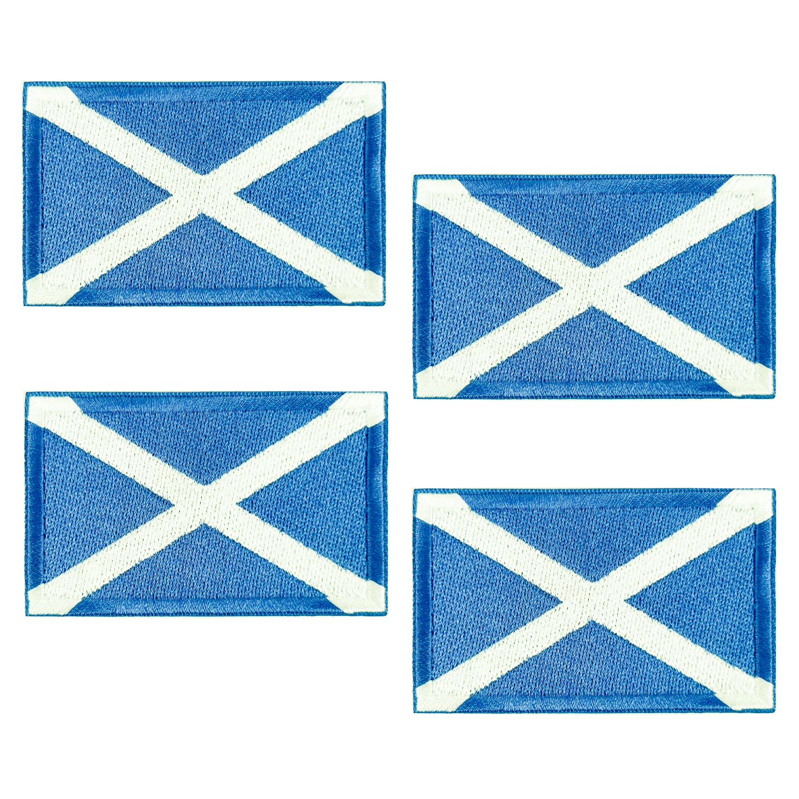 4CS St Andrew's Cross Iron-On Patch | Scottish Saltire Flag Embroidered Badge for Kilts, Bags, Festivals | 8.2cm x 5cm Durable Sew-On Emblem for DIY Crafts, Burns Night & Highland Games