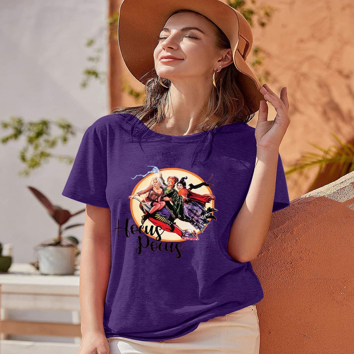 Anbech Womens Hocus Pocus Halloween T-Shirt Sanderson Sisters Print Classic Movie Tee Tops - Image 2