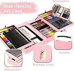 KINSPORY 168 Ensemble d'art avec 3 Sketch Pads, Kit de fournitures d'art de luxe avec pastel à huile, peintures, crayons colorés, dessin Cadeau cas de peinture pour les adolescents débutants enfants filles garçons (puce)