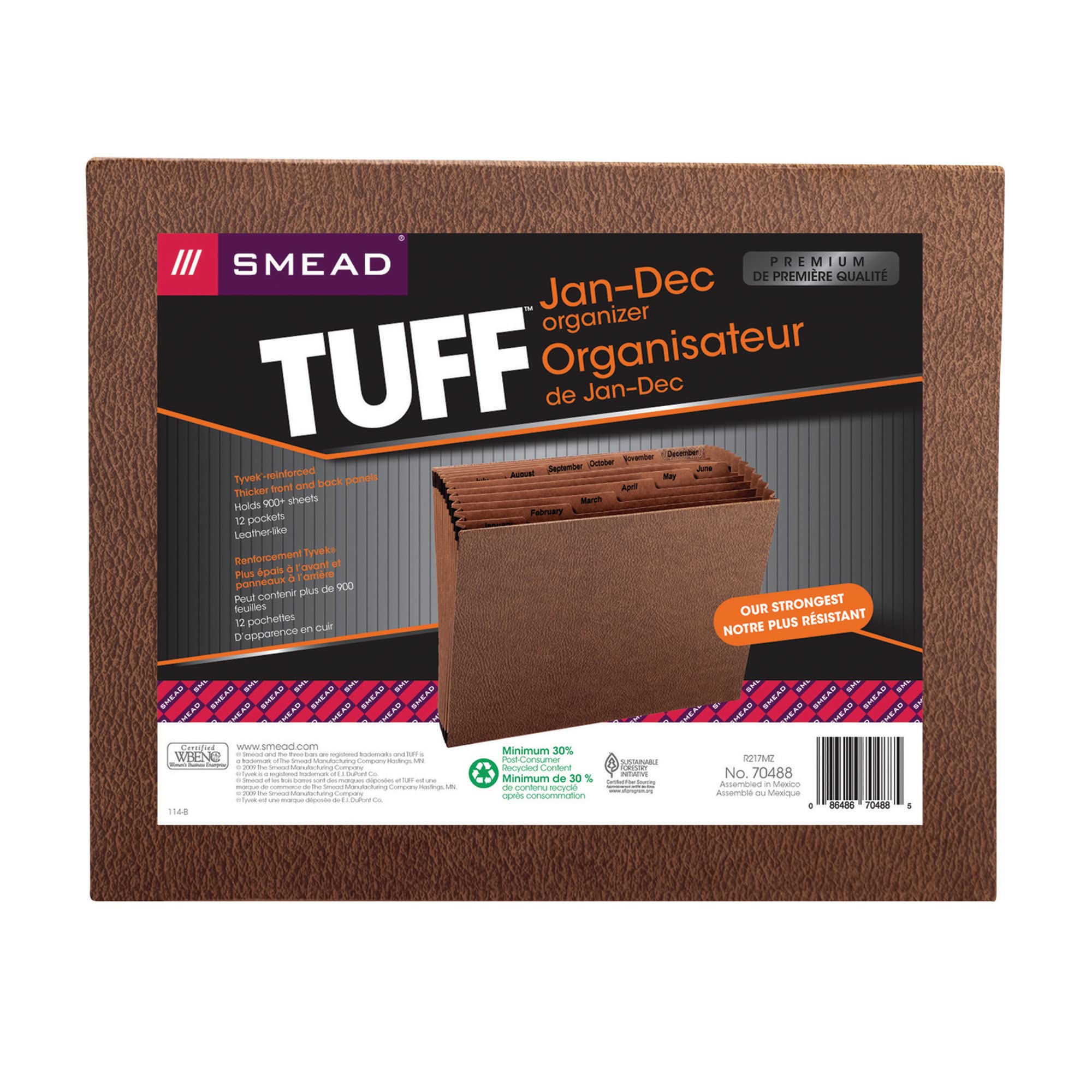 Smead TUFF Genişleyen Dosya, Aylık (Ocak-Aralık), 12 Cep, Mektup Boyutu, Redrope-Baskılı Stok (70488)