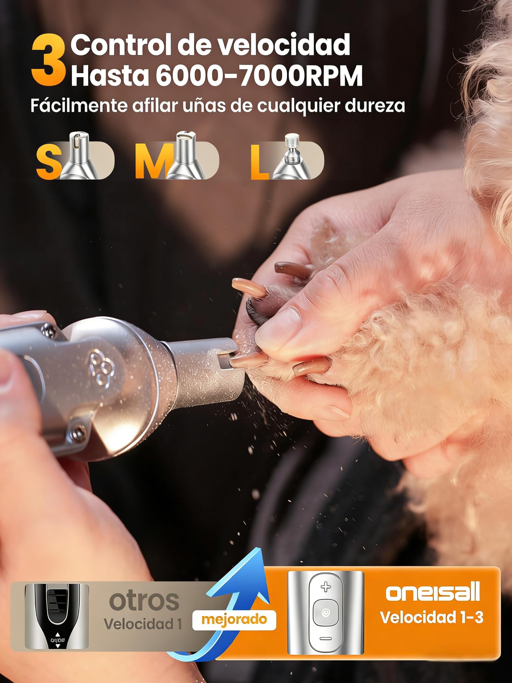 oneisall 4 en 1 Profi Maquina Cortar pelo perros y Gatos, IPX7 Impermeable cortapelos perros Pelo Largo, 2026 Nueva Versión Silenciosa de Cortapelo para Perros con Motor Potente de 7000 RPM