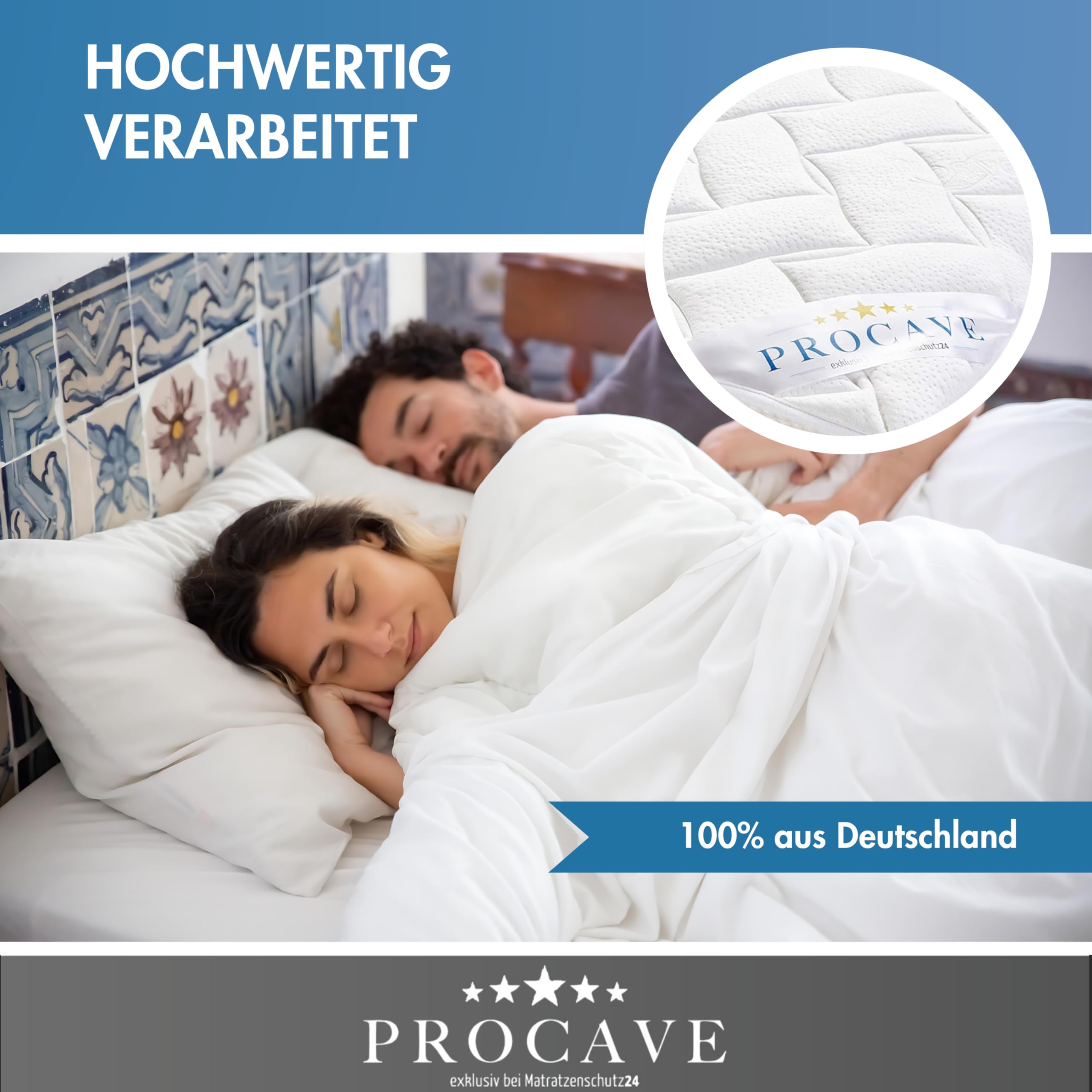 PROCAVE 1810-1811-1812 Protège-Matelas surpiqué, AloeVera, Weiß, 140x200 cm
