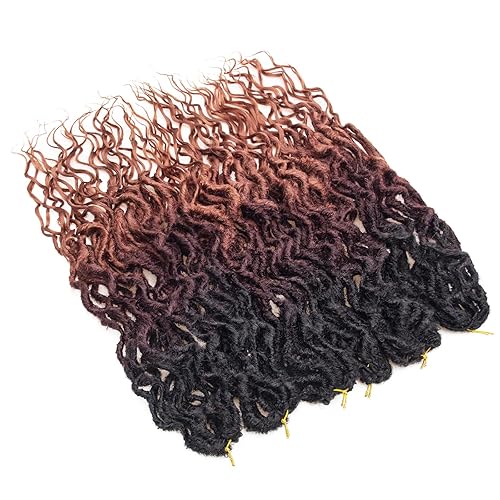 Miniatura 381 de 8 paquetes de rastas de cabello sintético de ganchillo de 18 pulgadas, rastas sintéticas bohemias con extremos rizados, cabello de ganchillo suave