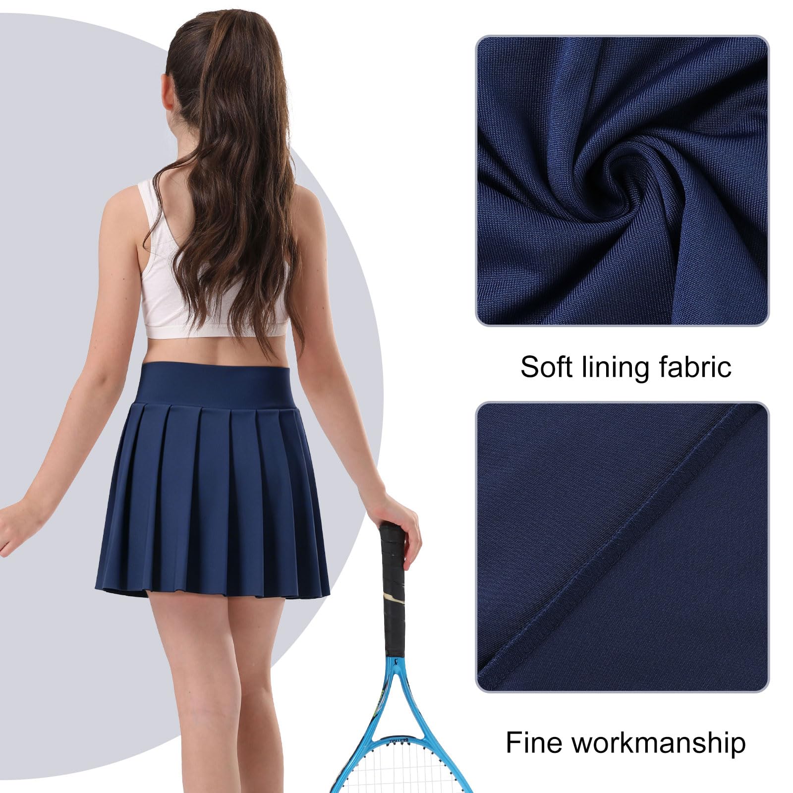 Bezioner Falda de Tenis para Niñas Faldas Plisada de Golf Uniforme Escolar con Interior Shorts y 2 Bolsillos