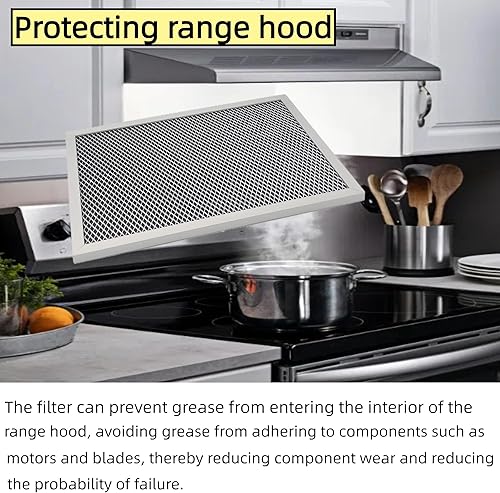 Miniatura 5 de Filtro de carbón para campana extractora, 2 unidades, reemplazo universal para filtros tipo RLX6100RL6200, filtro de grasa y olor lavable