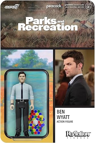 Super7 Parks and Recreation Ben Wyatt - Figura de acción de Parques y Recreación de 3.75 pulgadas con accesorio, colección clásica de programas de