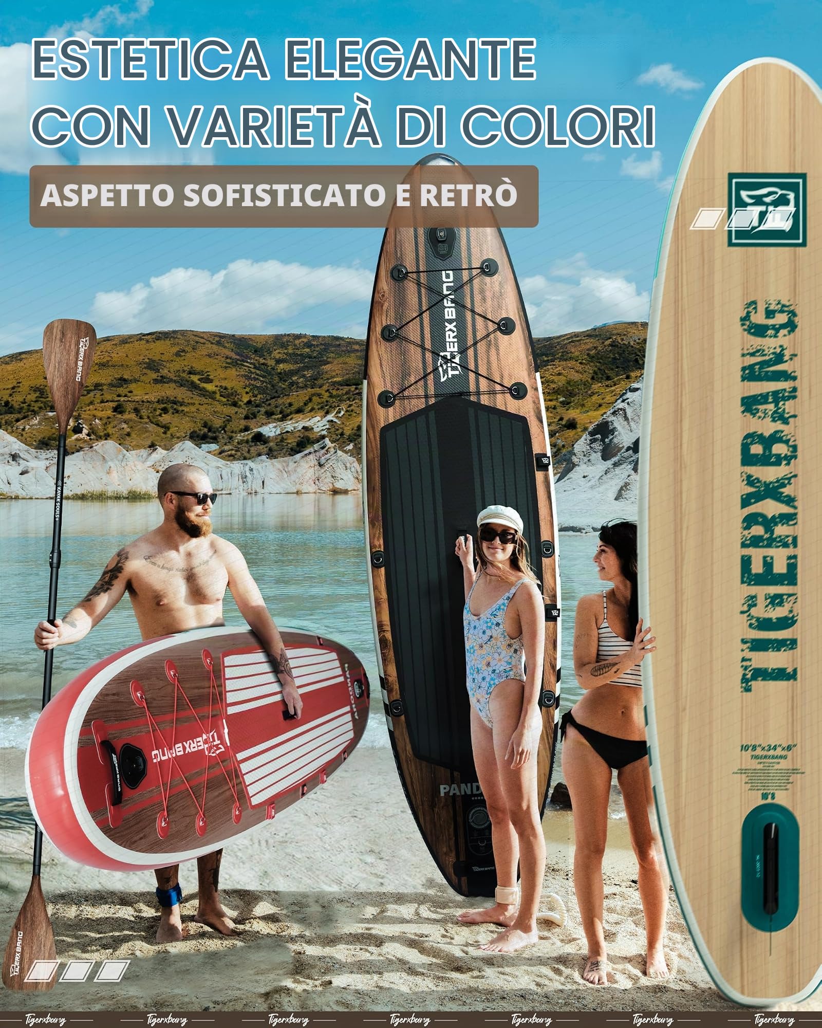 TIGERXBANG Pandora Tavola SUP Gonfiabile 330 x 86 x 15 cm con Set Completo di Accessori
