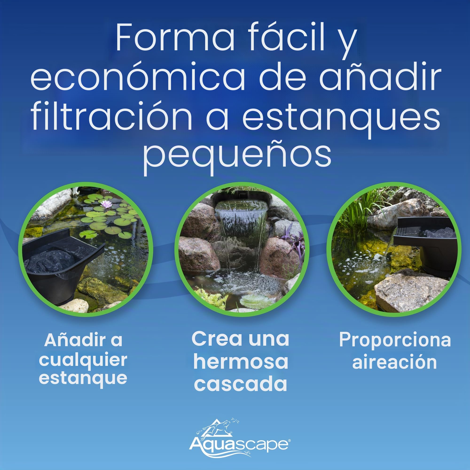 Aquascape Filtro de Estanque y derrame de Cascada, filtración mecánica y biológica eficiente, Compacto | 77020, Negro
