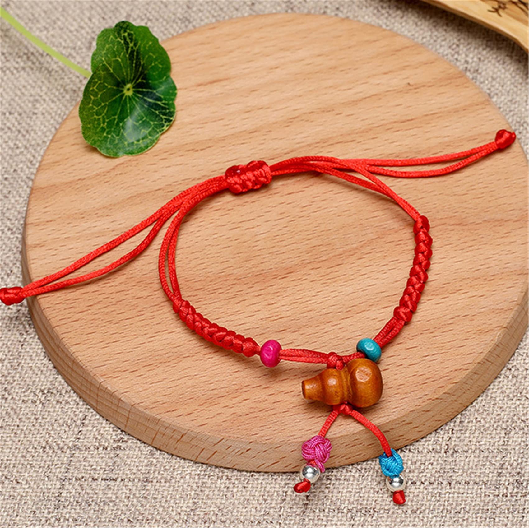 Feng Shui Wu Lou Pulsera para niños Melocotón Núcleo Calabaza Hilo Rojo Pulsera Joyería de la Suerte Amuleto Bebé Pulsera Talismán Ajustable Prosperidad Dinero Suerte,B
