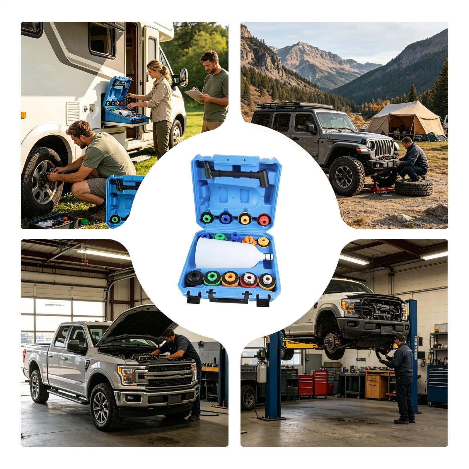 Embudo Para Aceite Del Motor 16 piezas juego de embudo con purga flexible, | Kit De Embudo Purgador Del Radiador para coches, camiones, autocaravanas, lavado y reparación
