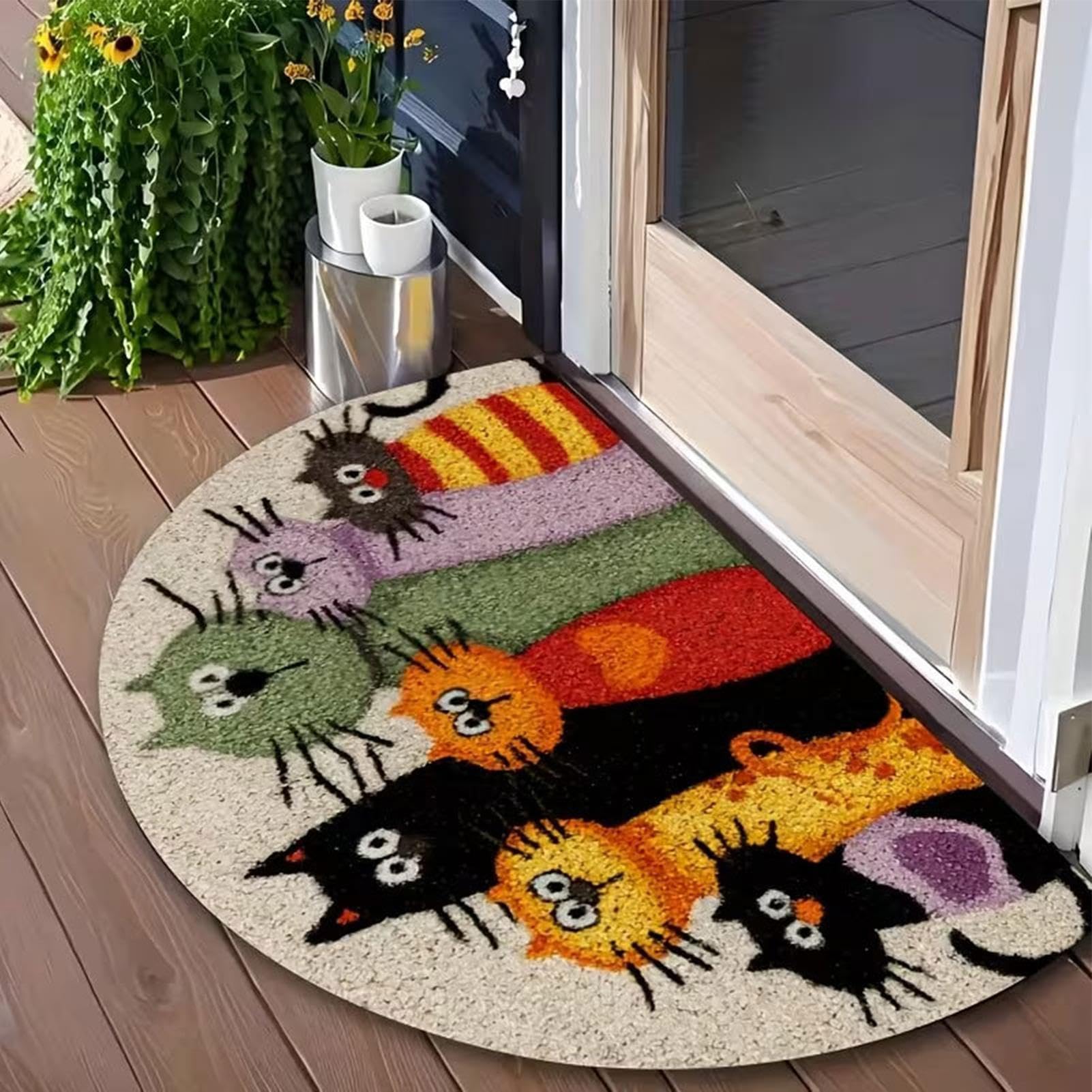 Felpudo para exteriores de 80 x 50 cm, antideslizante, semicircular, absorbente, lavable, | Tapete de baño para interiores, cocina, baño, dormitorio, sala de estar, oficina, casa de campo, hotel