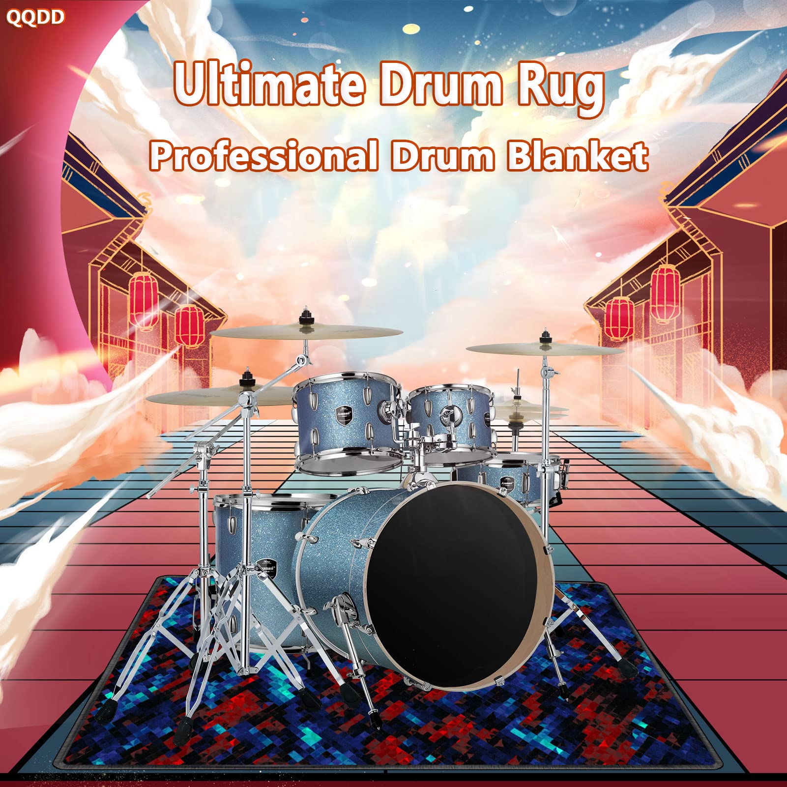 Drum-Teppich Schlagzeugteppich Schallschutz Teppich rutschfeste Teppiche Trommel Matte für E Drum Schlagzeug Elektronisch Snare Teppich Snare Drum Musikinstrumente Drum Matte (140CM × 120CM)
