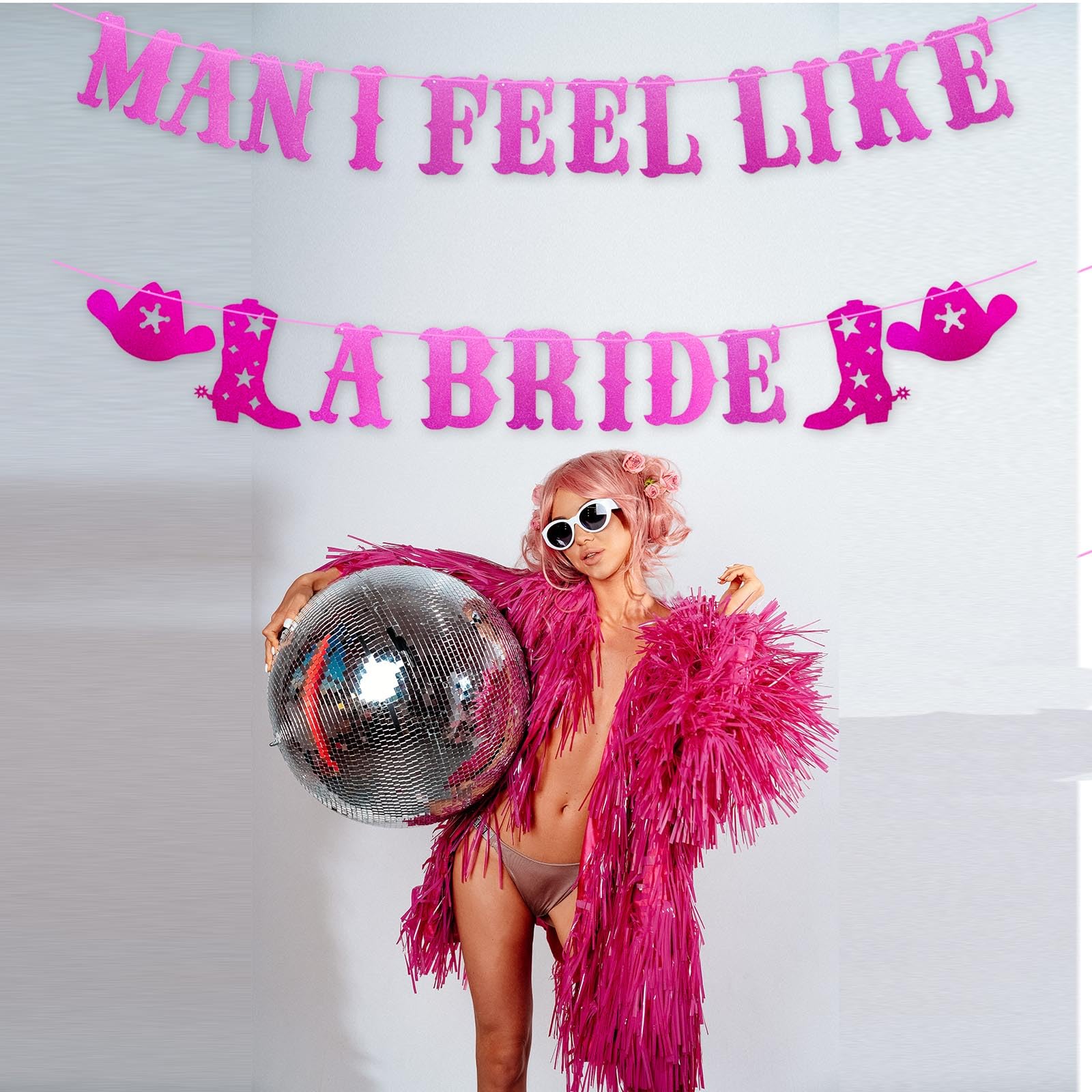 Man I Feel Like a Bride Banner, Western Cowgirl Bachelorette Party Garland Last Rodeo Hoedown for Nash Bash Nashville Bachelorette Party Decorations Supplies - Image 3