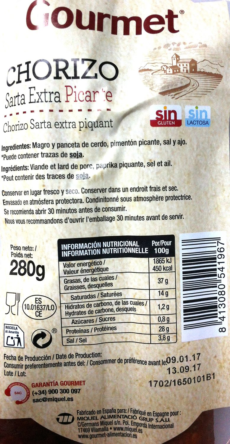 Chorizo picante - Scharfe, spanische Paprikawurst 280 gr