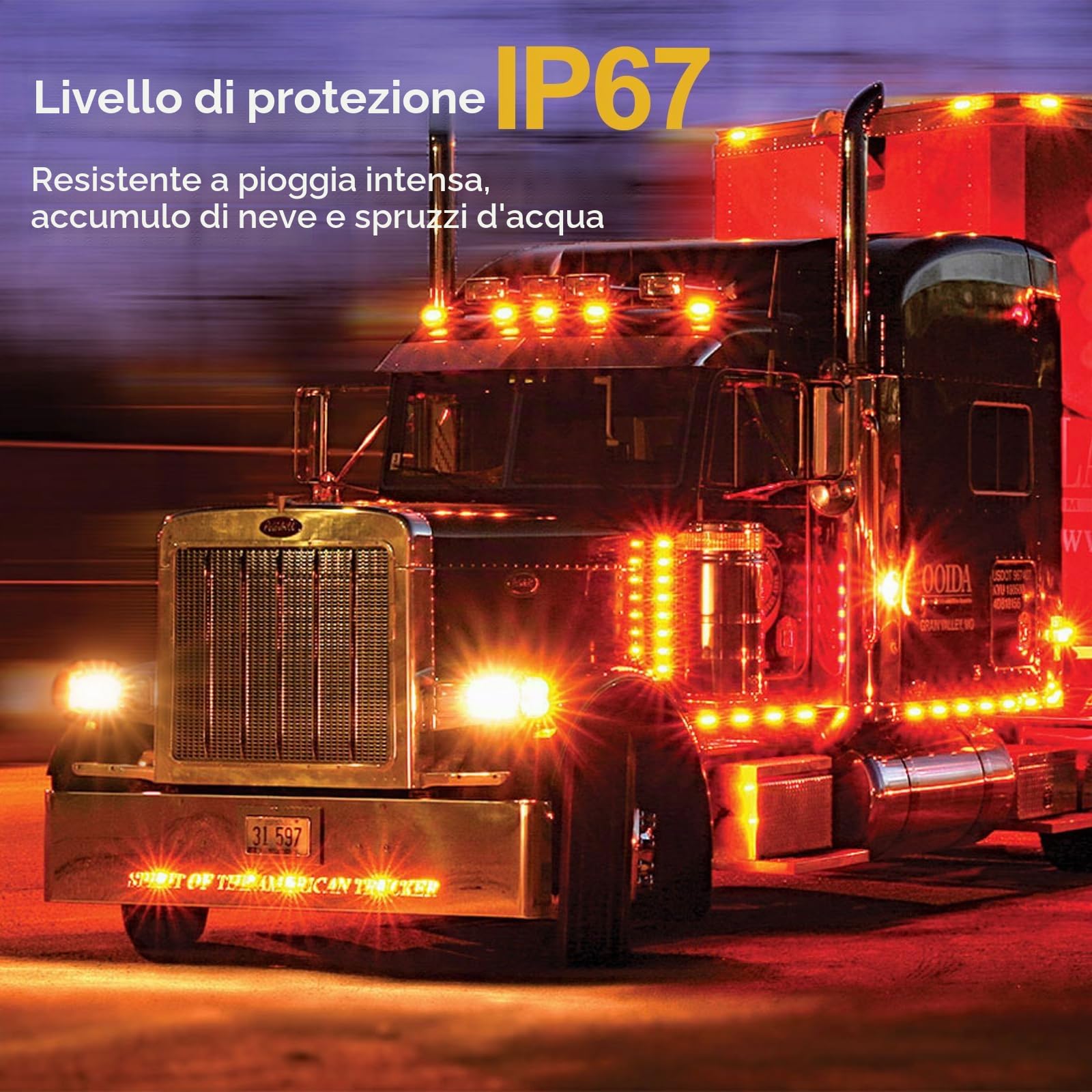 CPROSP Luci di Ingombro LED Arancione 12V/24V - 4 Pezzi | Indicatori Laterali Highbright 1200lm | IP67 Impermeabili | per Rimorchi Furgoni Camion Roulotte | Installazione Facile
