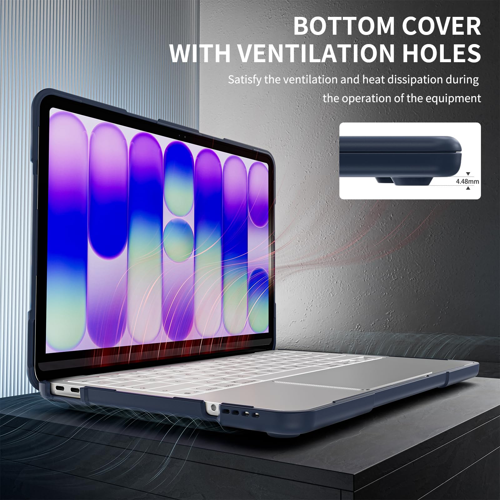 Custodia compatibile con MacBook Neo 13" modello A3404 con cavalletto pieghevole antiurto custodia protettiva elegante e robusta custodia protettiva resistente a doppio strato con paraurti in TPU (blu