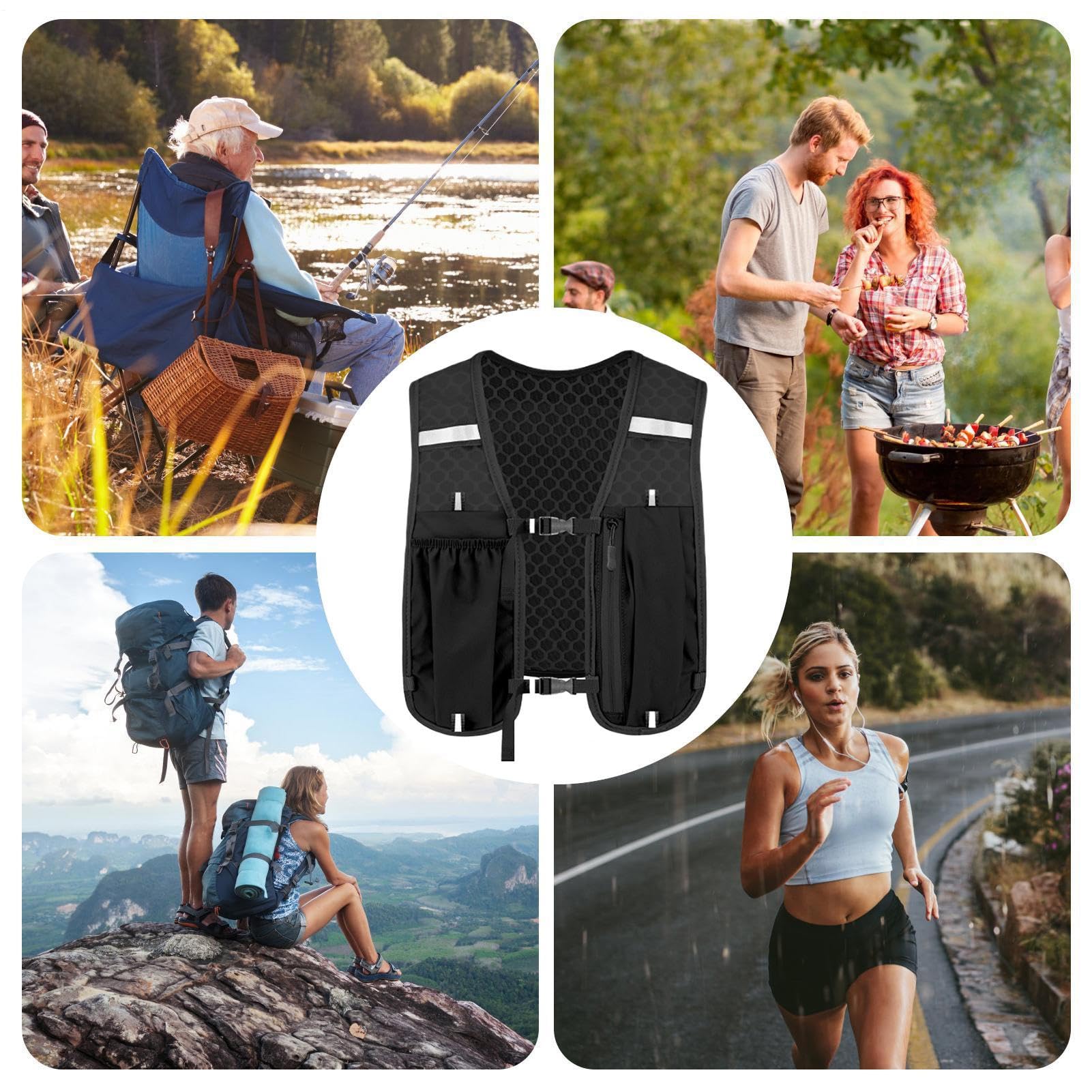 Gilet de course à pied | Sac d'hydratation léger et stable pour femme, pour randonnée, marathon, course, cyclisme, camping