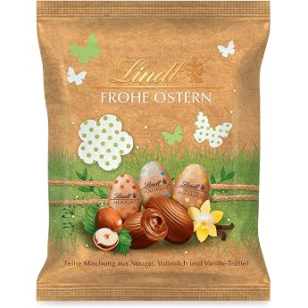 Lindt Chocolate Mini Eggs Nature Edition 100 g Fine Mix of Mini Nougat Whole Milk and Vanilla Truffle Eggs Easter Chocolate Perfect Easter Chocolate to Share & Enjoy