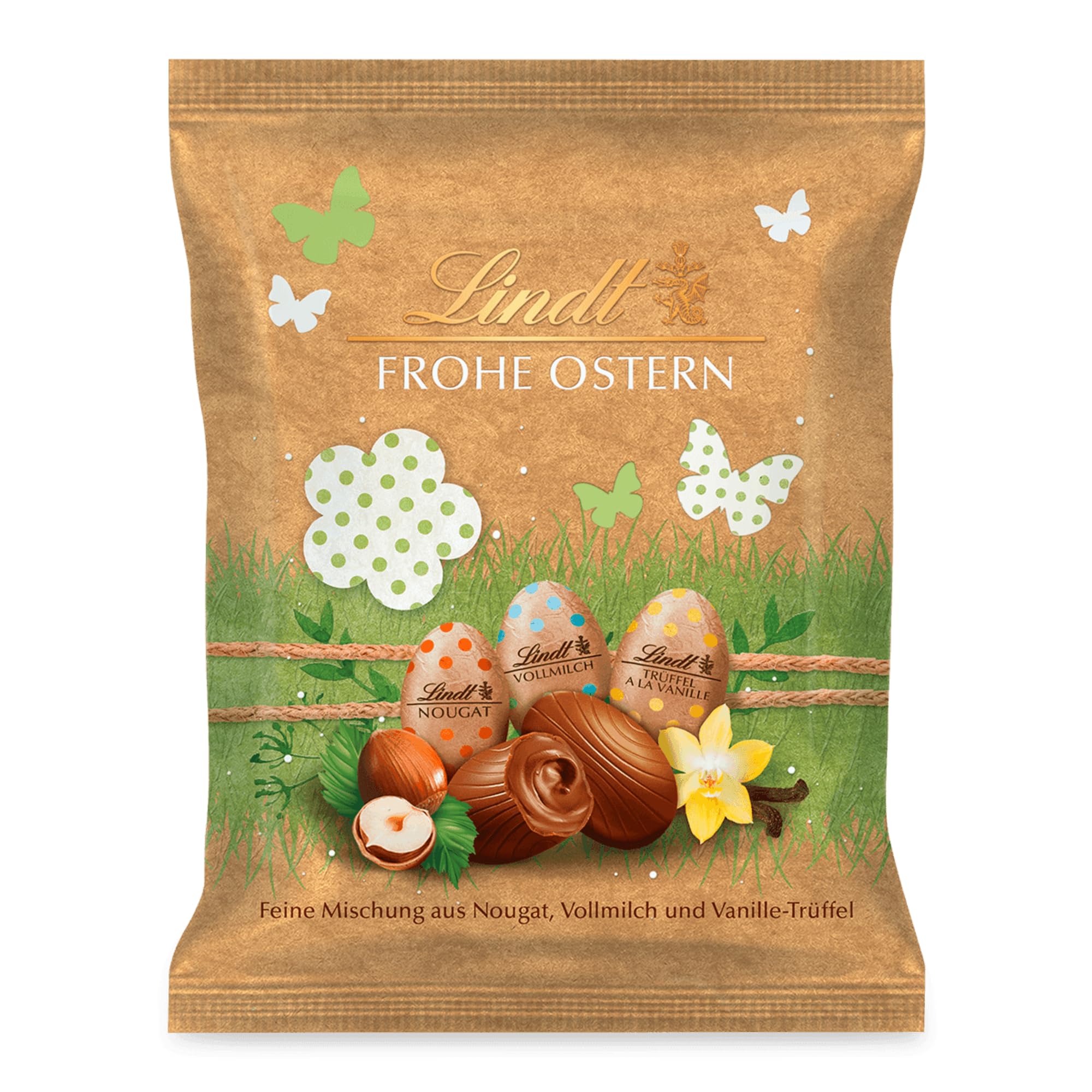 Lindt Schokolade | Mini-Eier Nature Edition | 100g | Feine Mischung aus Mini Nougat-, Vollmilch- und Vanille-Trüffel-Eiern | Osterschokolade | Perfekte Oster-Schokolade zum Teilen & Genießen