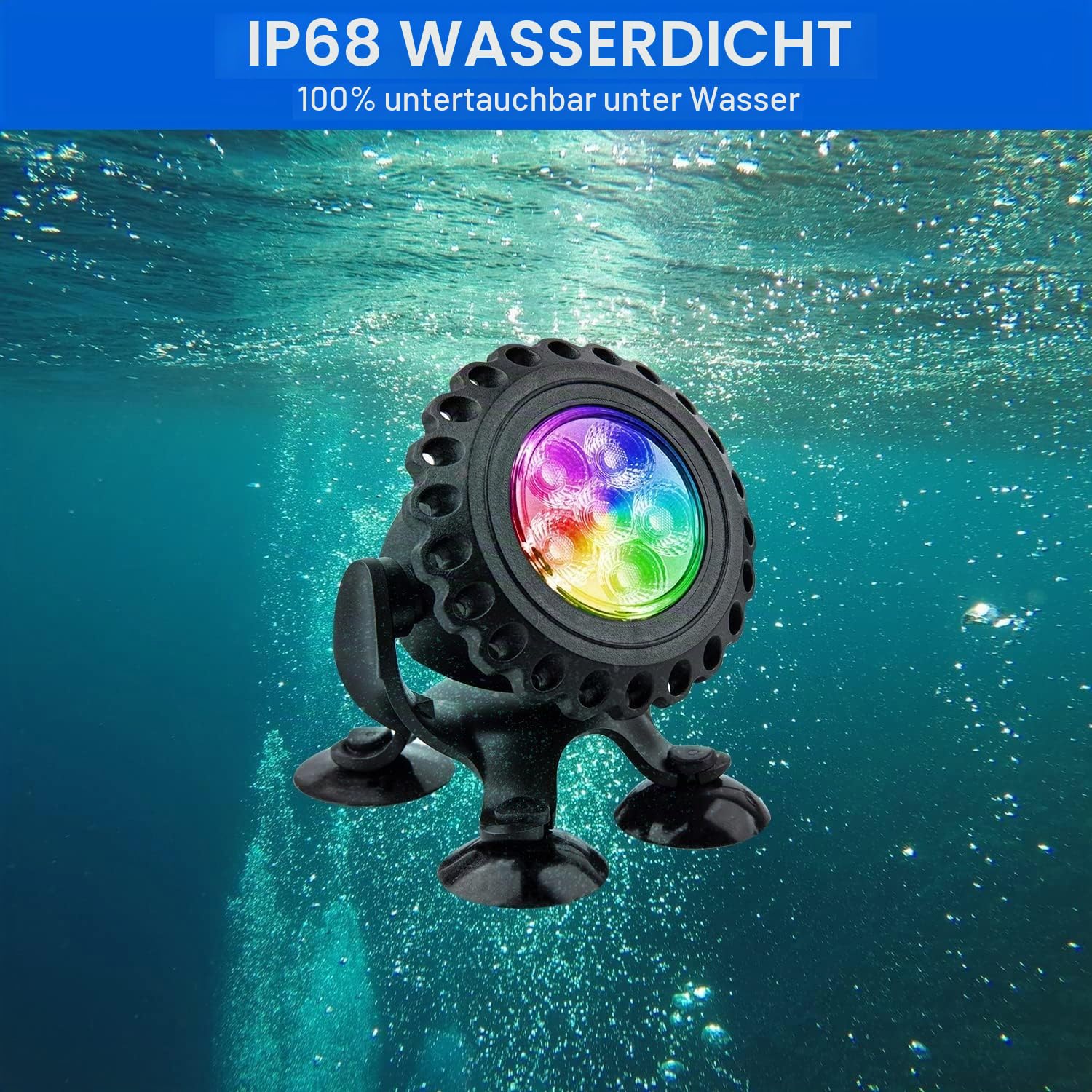 NATPOW Bluetooth APP Teichbeleuchtung LED Unterwasser, Unterwasserbeleuchtung RGB Teichlicht mit Fernbedienung, IP68 wasserdicht, Farbwechsel Gartenbeleuchtung für Garten, Patio, Baum