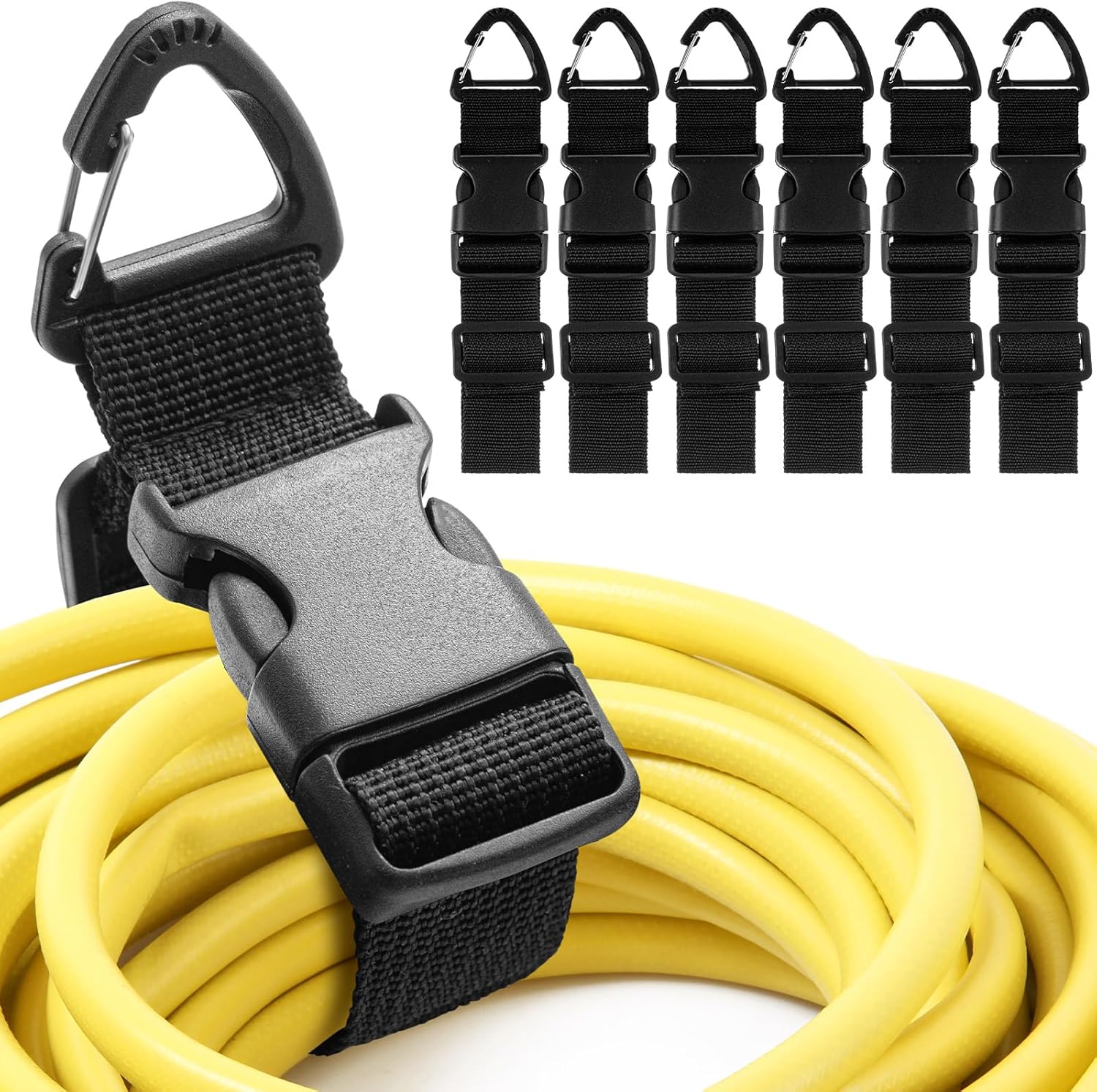 6 Pack 1.5 x 22 Inch Adjustable Extension Cord Holder Organizer with Triangle Clips Heavy Duty Storage Straps Extension Cord Hanger for Men Workshop and Garage Organization and Storage