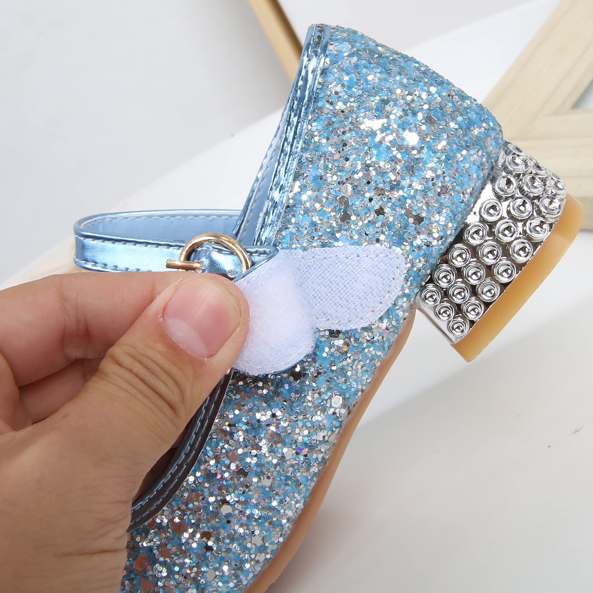 Prinzessin Kristall Schuhe Mädchen Glitzer Kinder Stöckelschuhe mit Pailletten Absatz für Partys Hochzeiten Geburtstag