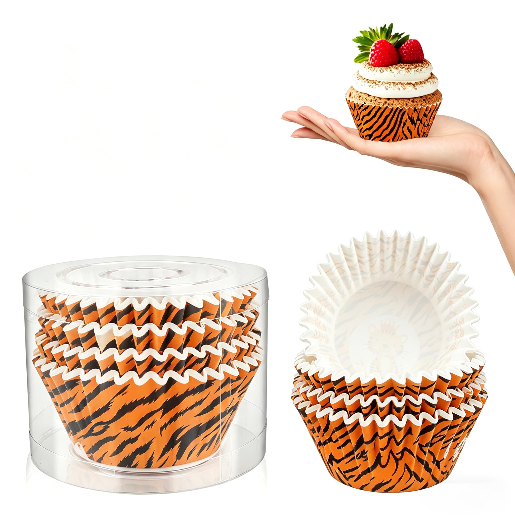 Kiopdse Tigers Cupcake Cases,100 pcs Muffin Cases,Cupcake Wrappers,Paper Cupcake Liners,Paper Muffin Cupcake Liners,Muffin Baking Cups,Paper Baking Cups,Cupcake Papers,Standard Size 2x1.25inch