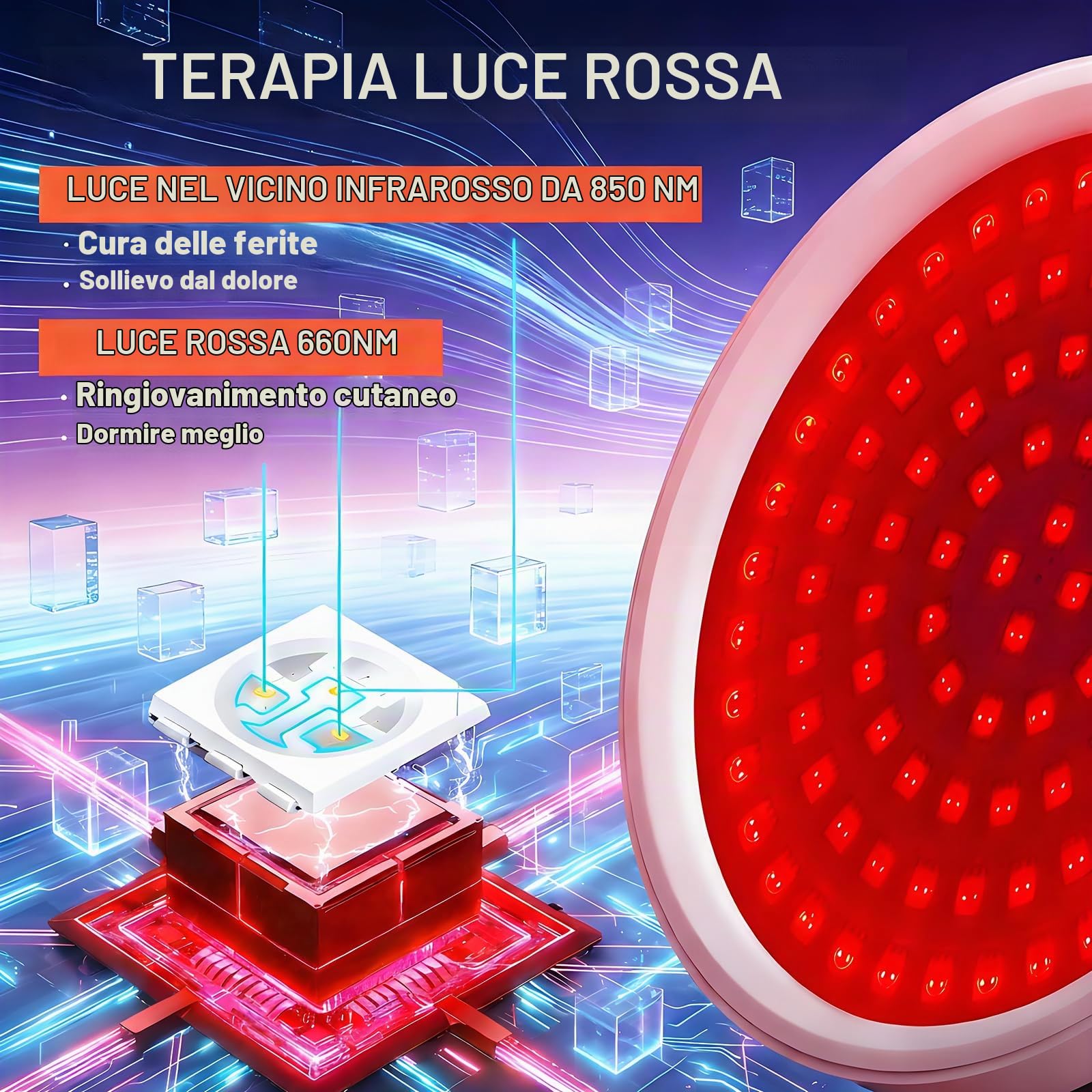 Lampada Terapia Luce Rossa & Infrarossa 660nm 850nm | Lampada Raggi Infrarossi Rossa, Dispositivo Terapia Luce, 100 LED, Collo d’Oca, 9 Livelli, Timer 15–45 Min per Viso e Corpo