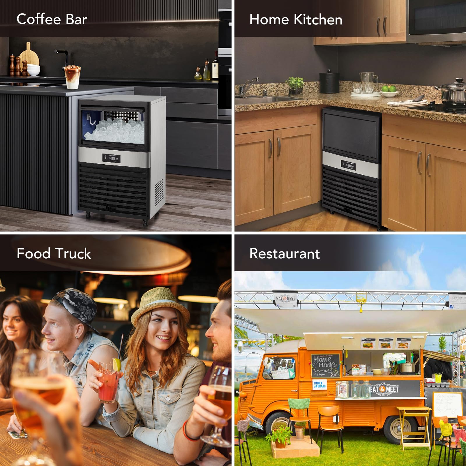 Garvee Commercial Ice Maker Machine 80 Lbs/24h, Stainless Steel Under Counter Ice Machine With 33 Lbs Ice Storage Capacity, Freestanding Ice Maker(3 * 8 Ice Cube) on Fridge.com - View 6