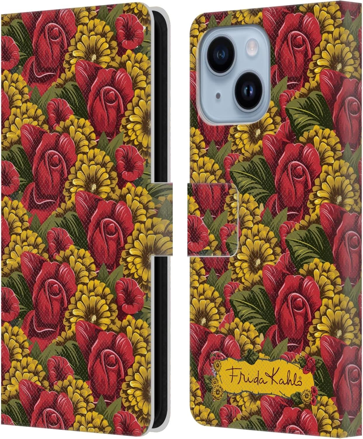 Head Case Designs Officially Licensed Frida Kahlo Portrait Red Florals Leather Book Wallet Case Cover Compatible with Apple iPhone 12 Pro Max