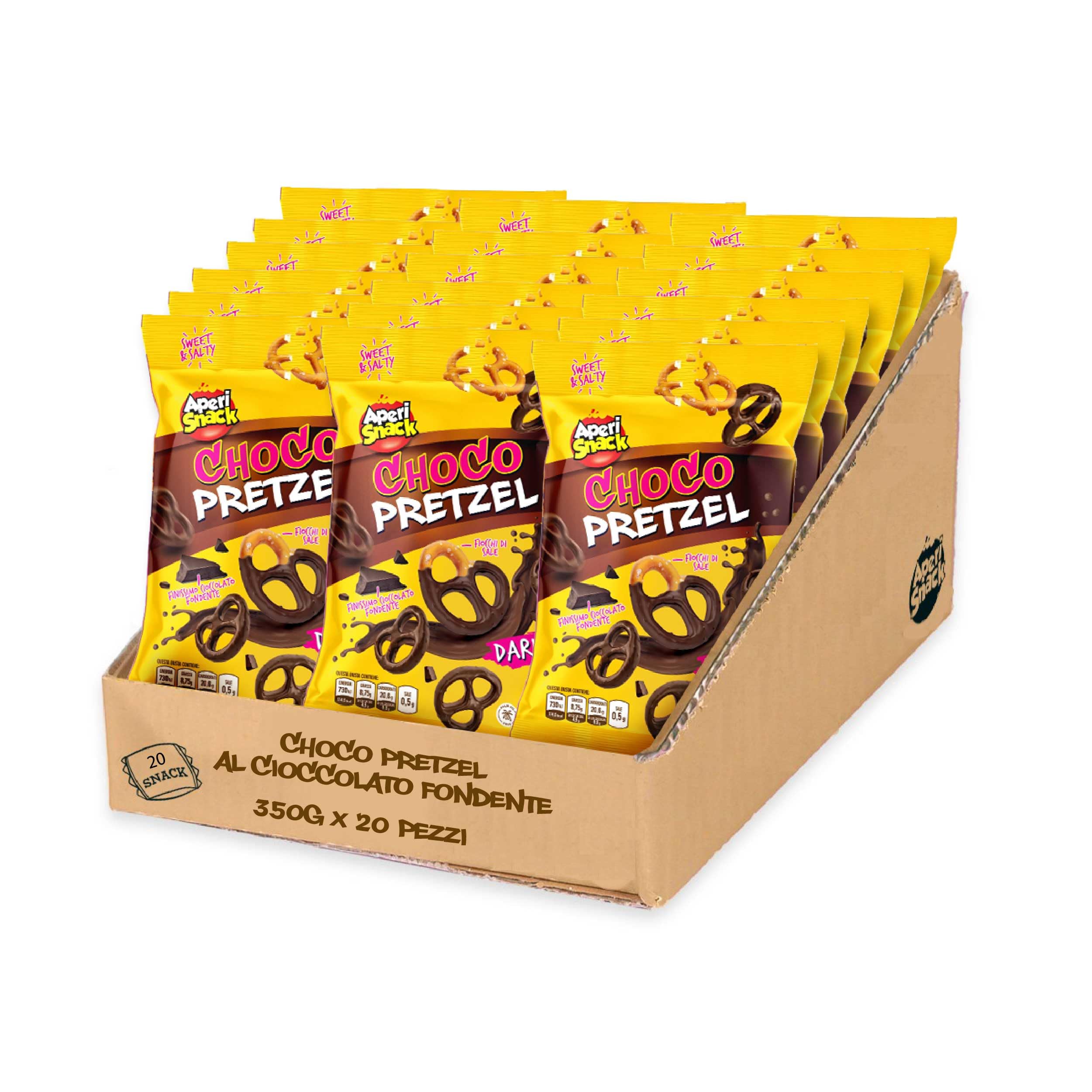 Aperisnack®– AP30.002.02 Choco Pretzel fondente Monoporzione 35 g X 20 pezzi, tascabile