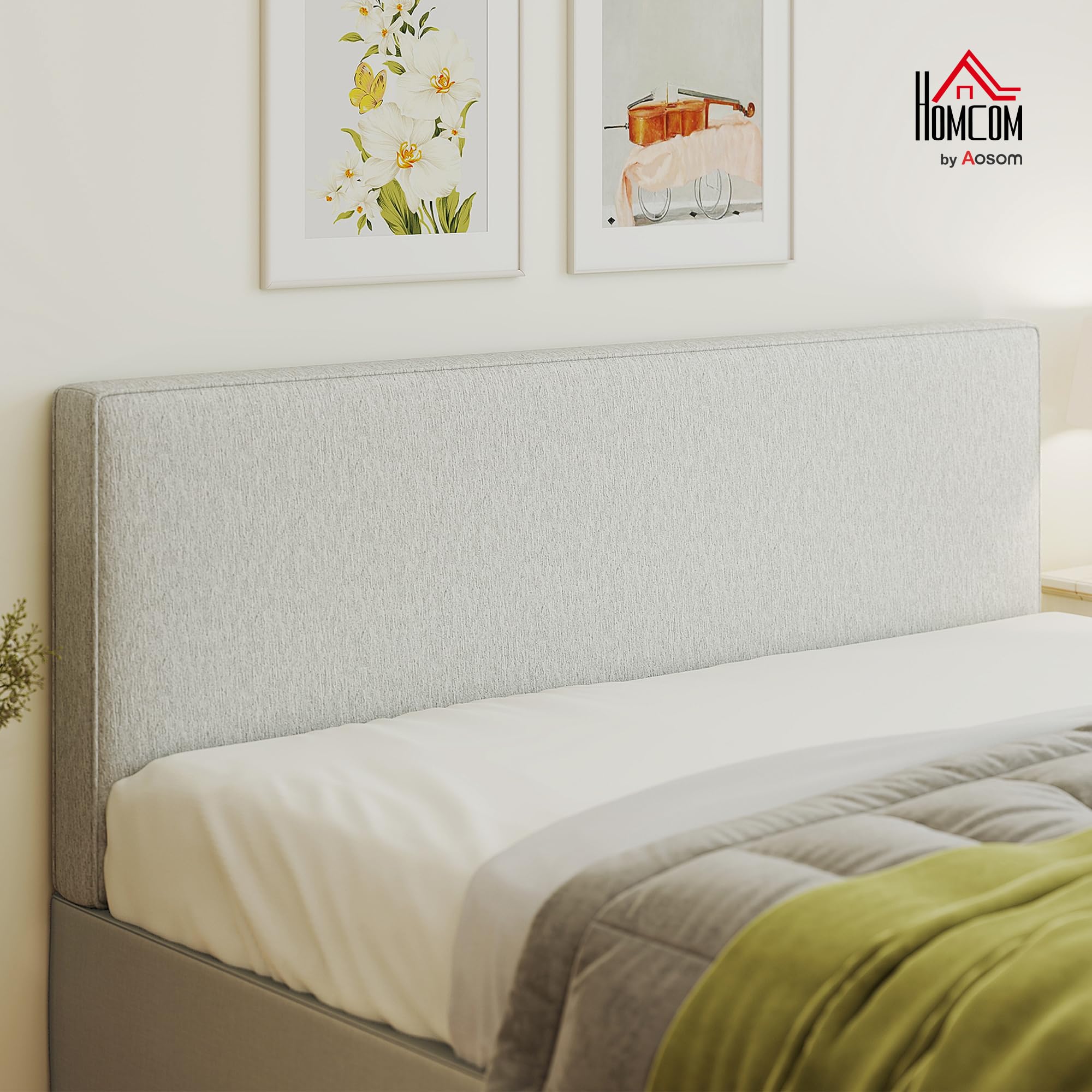 HOMCOM Tête de lit rembourrée Flottante 160x60 cm Blanc crème