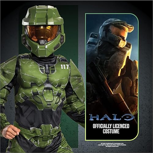 Miniatura 2 de Disfraz de Halo Infinite Master Chief overol con relleno acolchado musculoso para niños, inspirado en personaje de videojuegos
