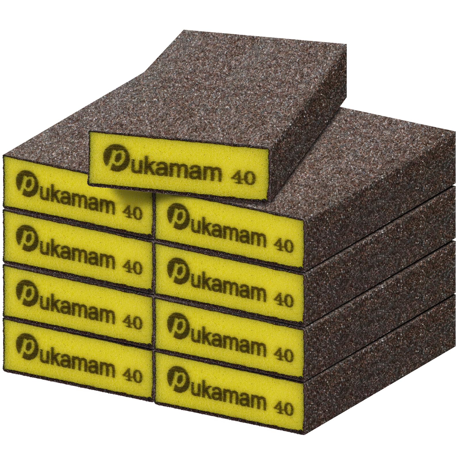 9 Pcs Sanding Blocks Wet and Dry Sandpaper for Wood & Walls 40 Grit, Washable, Reusable Sanding Sponge for Woodworking, Metal & Drywall Polishing