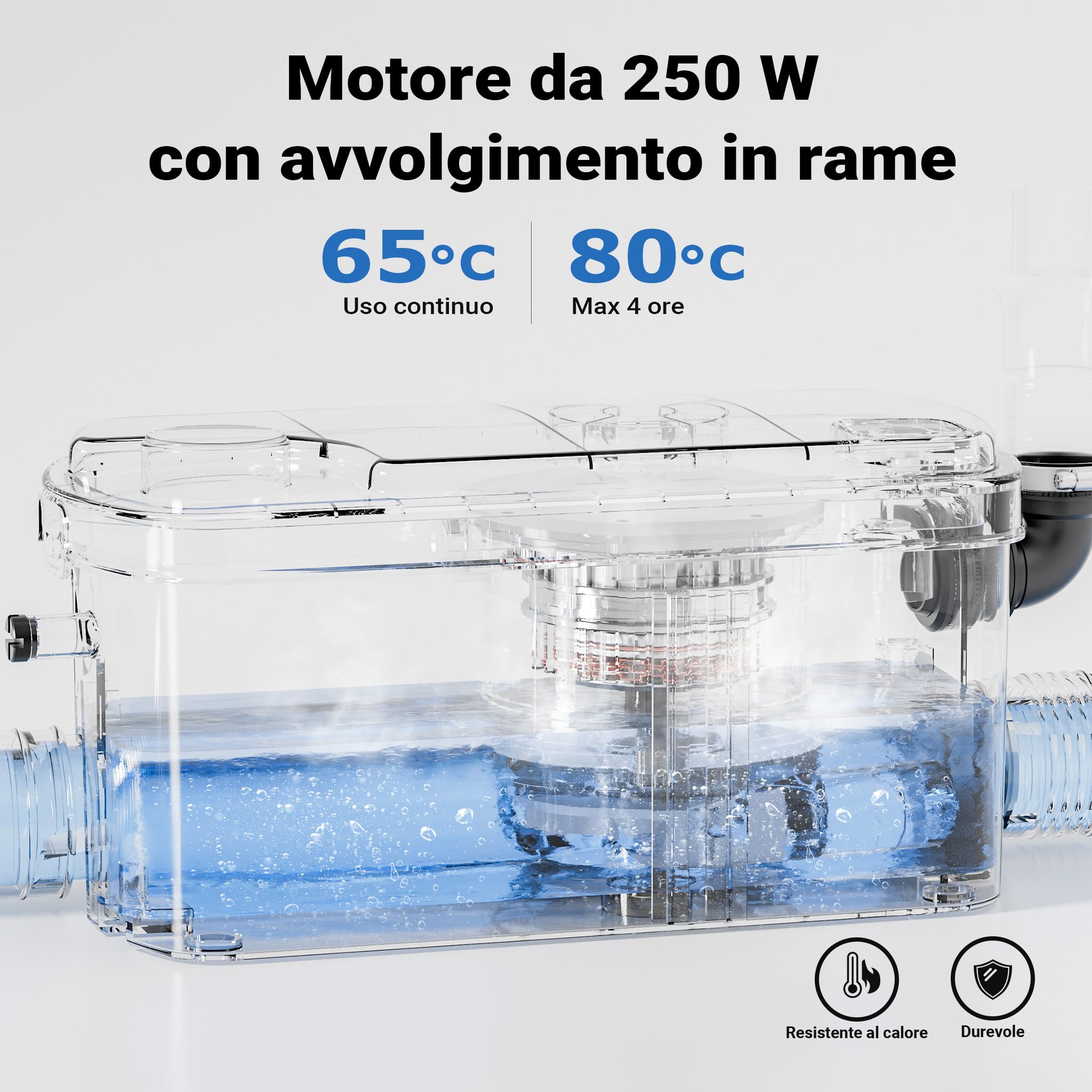 XPOtool Stazione di sollevamento 3/1 250W con 3 ingressi per doccia, lavabo