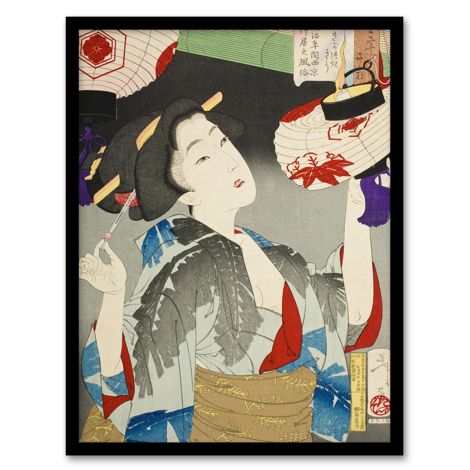 Tsukioka Yoshitoshi Kyoto Waitress in the Meiji Era Wall Art Print